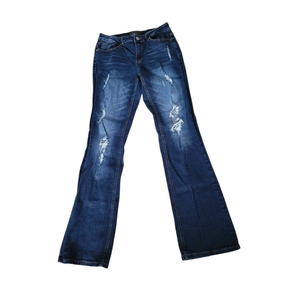 Women's Size 12 Cato Premium Contemporary Distressed Jeans Holes 31" Inseam Mid